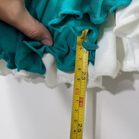 Figure Ice Skating Girl Costumes Emerald Green White Silver Sequin Long Sleeve - Picture 9 of 11